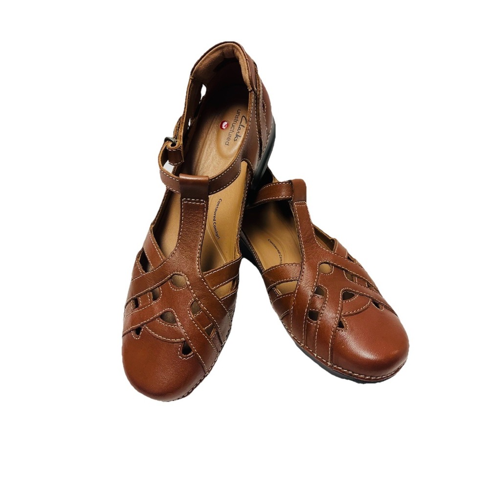 Clarks Appley Way Women's 9.5 M Brown Leather Mary Jane Casual Loafers Comfort